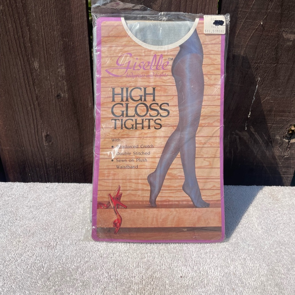 BNIP Giselle High Gloss Tights Silver gray size C Tall